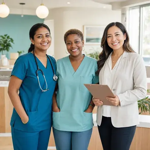 Healthcare professionals in a care setting